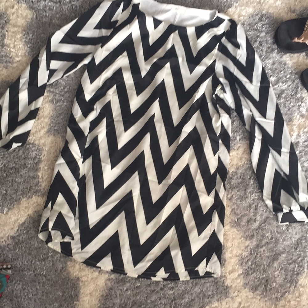 Black and cream chevron dress